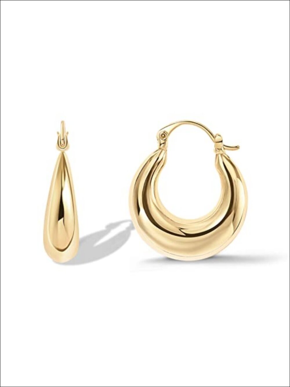 14K Gold Plated Oval Chunky Hoop Earrings 925 Sterling Silver Posts